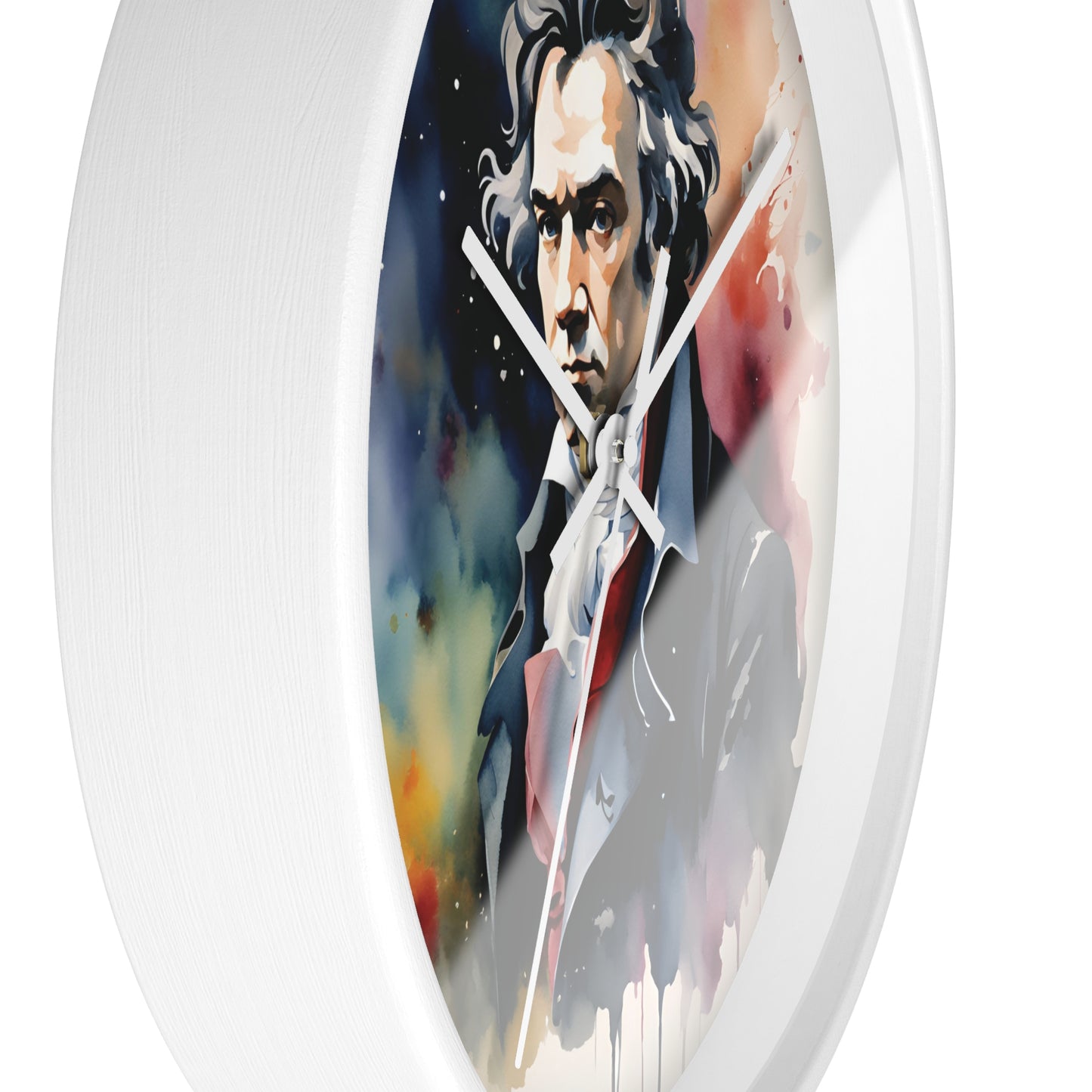 Beethoven Watercolor Wall Clock – Musical Art Timepiece for Classical Music Lovers