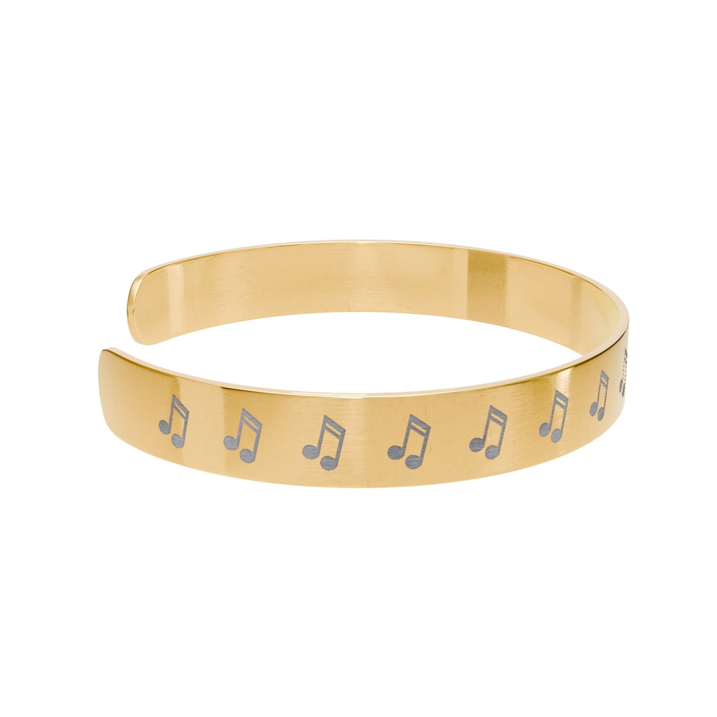 Engraved Music Cuff Bracelet – Eighth Notes Only (Gold)