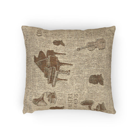 Vintage Music Archive – Antique Press Pattern Woven Pillow