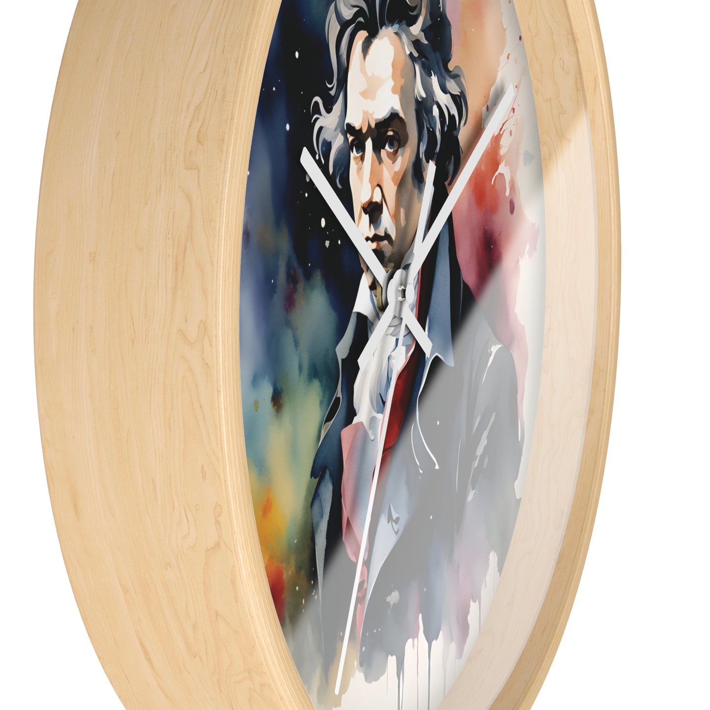 Beethoven Watercolor Wall Clock – Musical Art Timepiece for Classical Music Lovers
