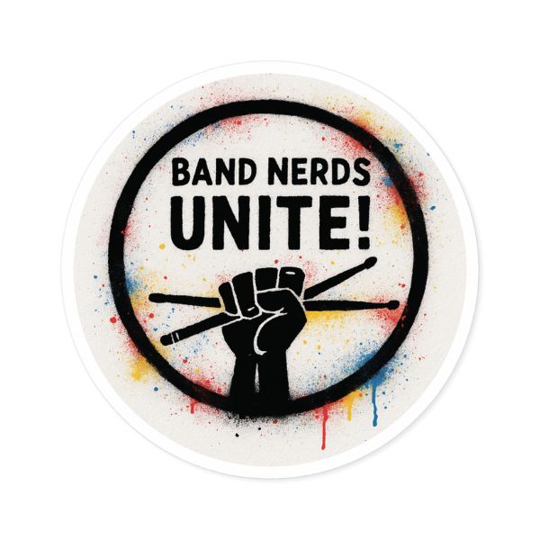 Band Nerds Unite! Round Vinyl Sticker – Color Spray Paint Edition