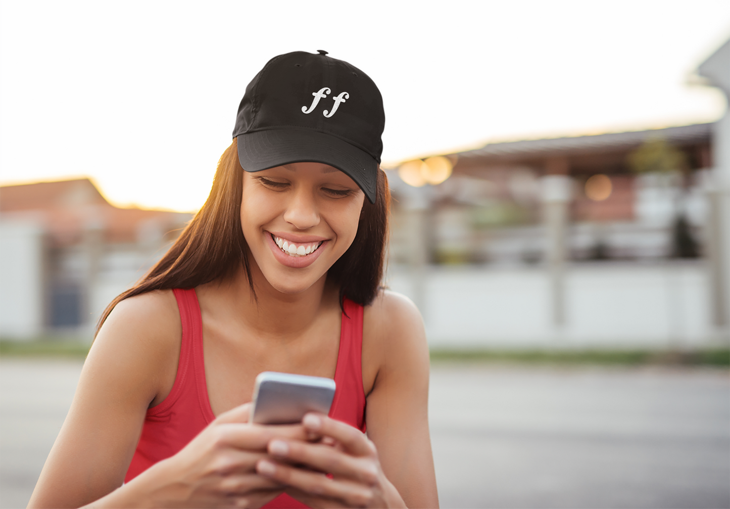 Black snapback hat with bold white embroidered “ff” symbol — fortissimo music marking meaning “very loud.”