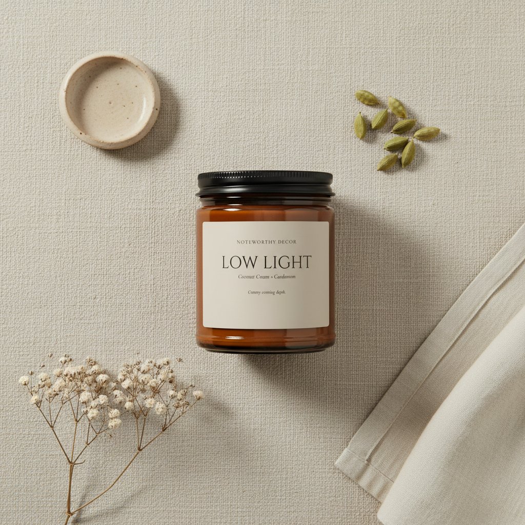 Low Light Candle Flat Lay
