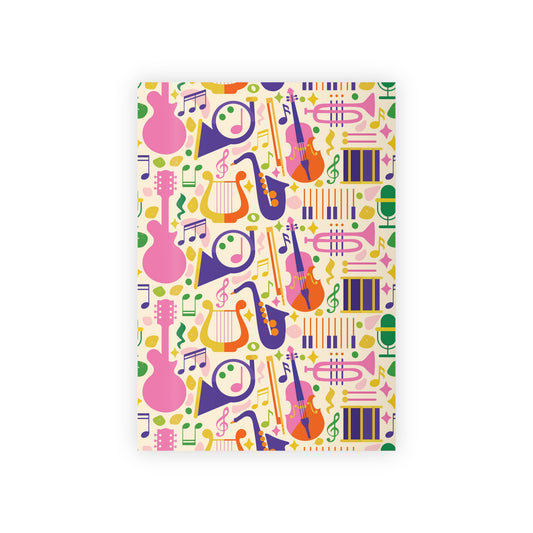 Musical Mosaic Wrapping Paper – Colorful Instrument Pattern