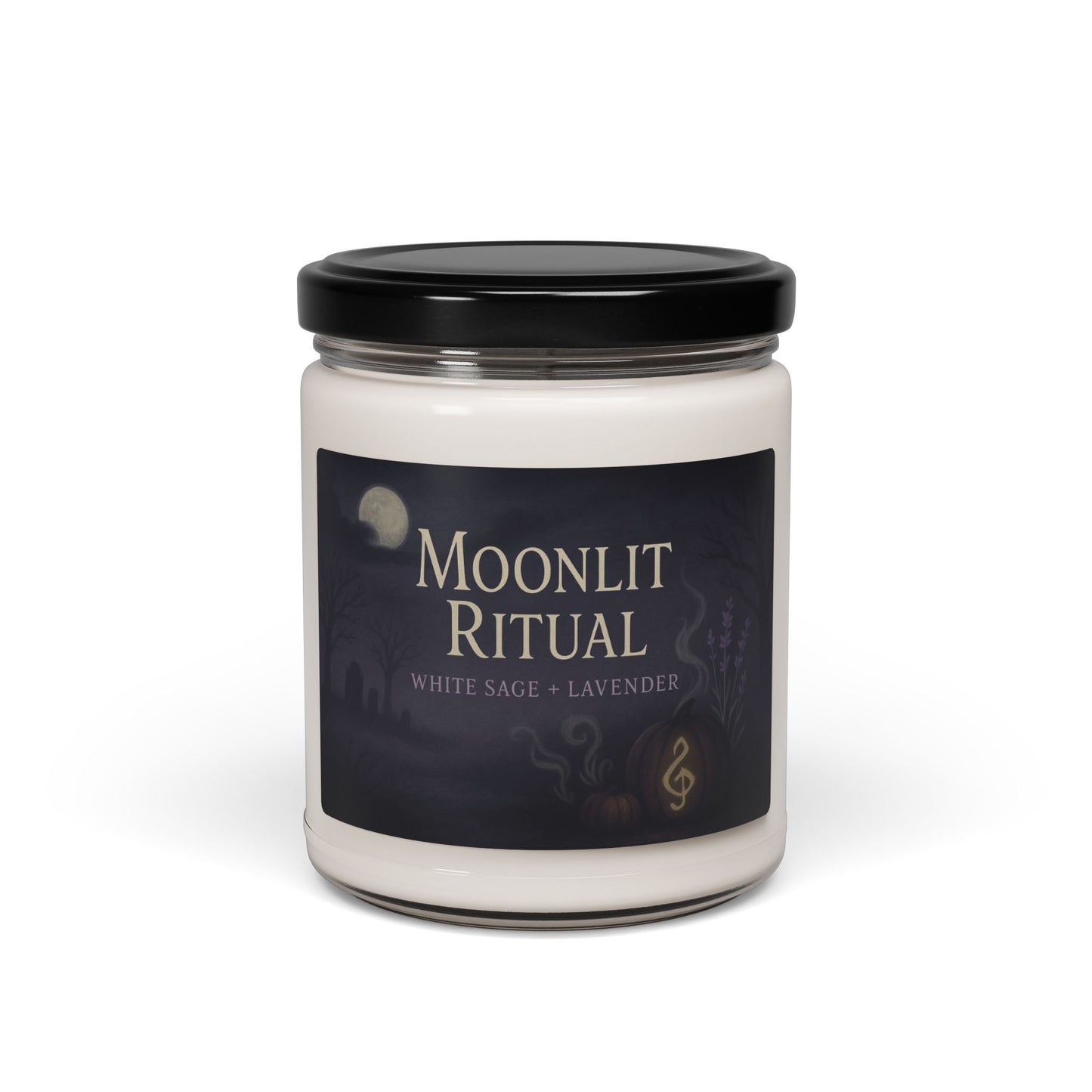 Moonlit Ritual – White Sage + Lavender Halloween Candle (9oz Soy Wax)
