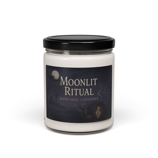 Moonlit Ritual – White Sage + Lavender Halloween Candle (9oz Soy Wax)