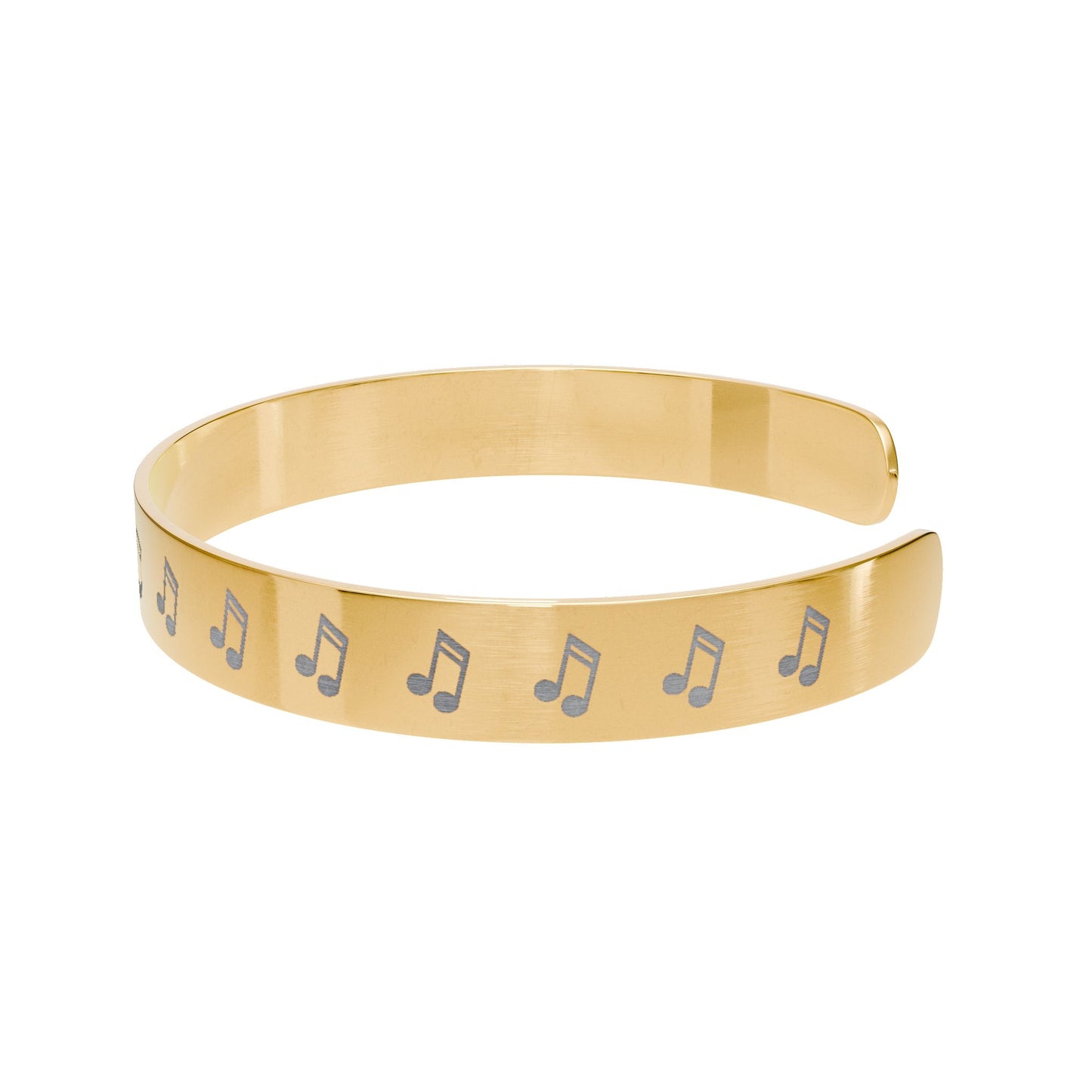 Engraved Music Cuff Bracelet – Eighth Notes Only (Gold)
