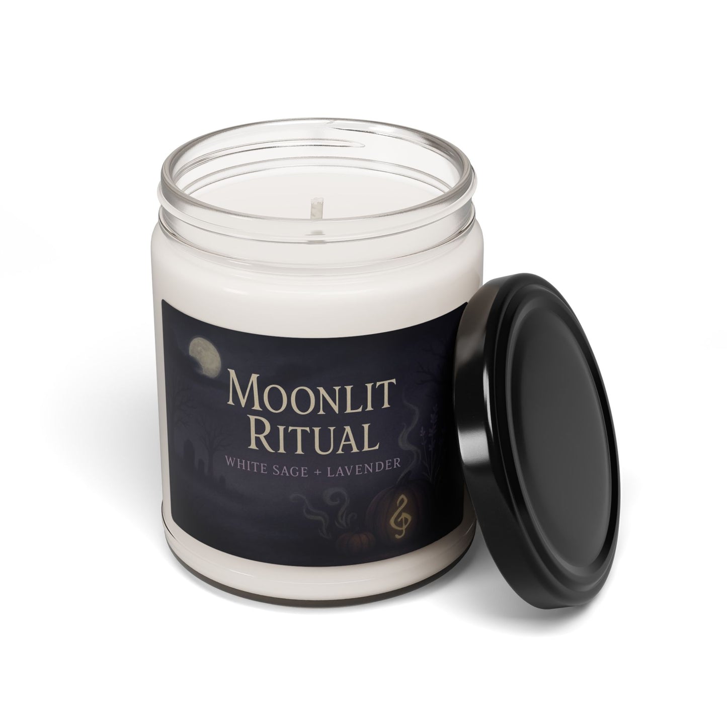 Moonlit Ritual – White Sage + Lavender Halloween Candle (9oz Soy Wax)
