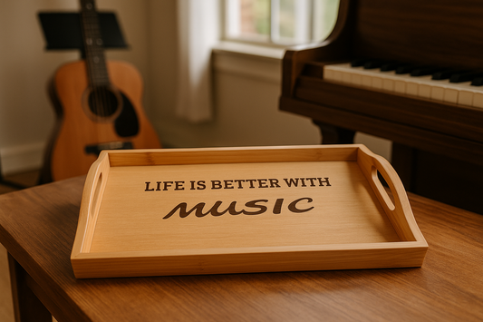 Life Is Better With Music – Engraved Bamboo Serving Tray