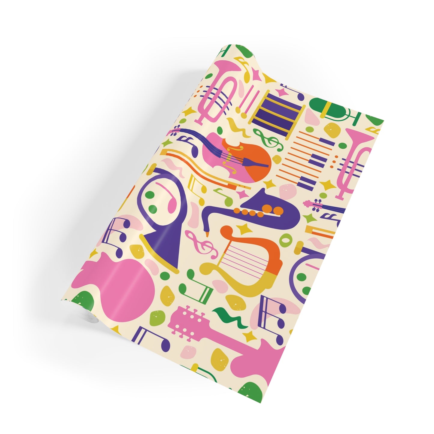 Musical Mosaic Wrapping Paper – Colorful Instrument Pattern
