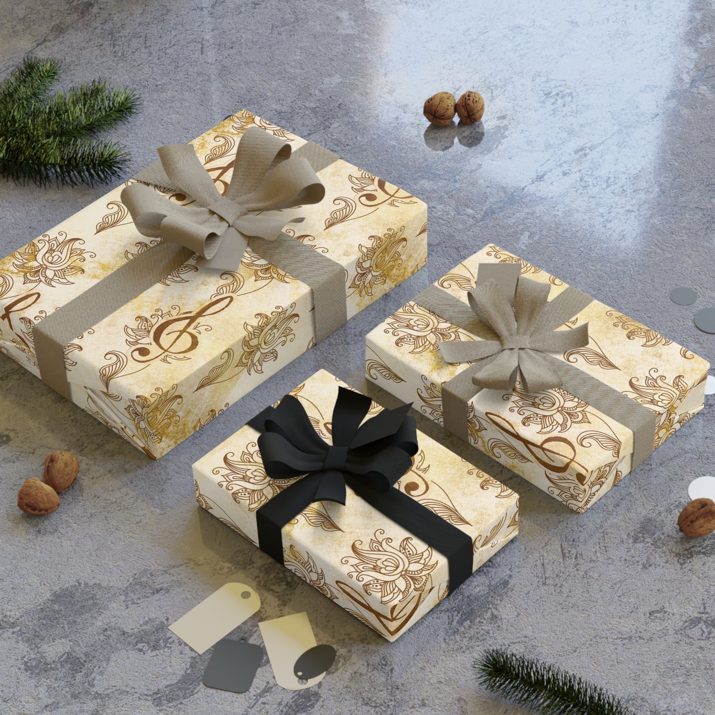 Golden Baroque Treble – Premium Music Gift Wrap