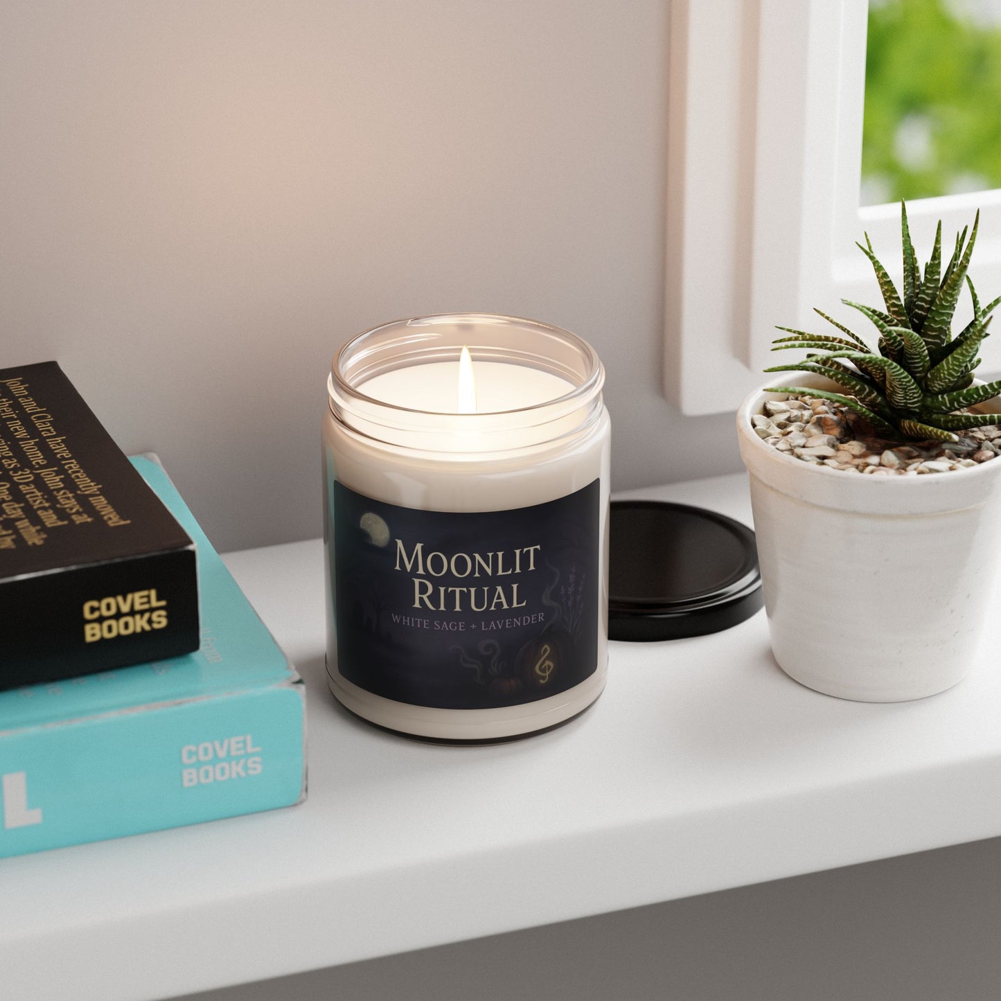 Moonlit Ritual – White Sage + Lavender Halloween Candle (9oz Soy Wax)