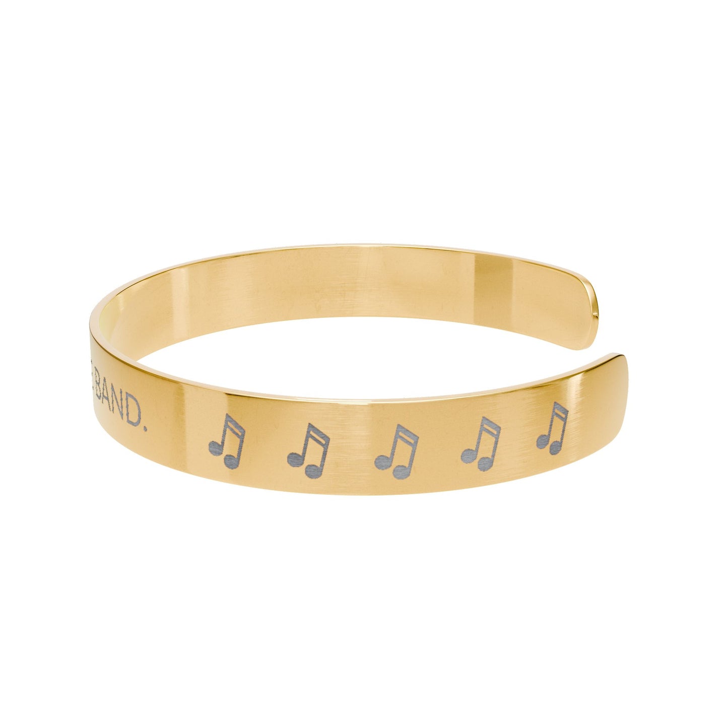 Engraved Music Cuff Bracelet – “I CAN’T. I HAVE BAND.” (Gold)