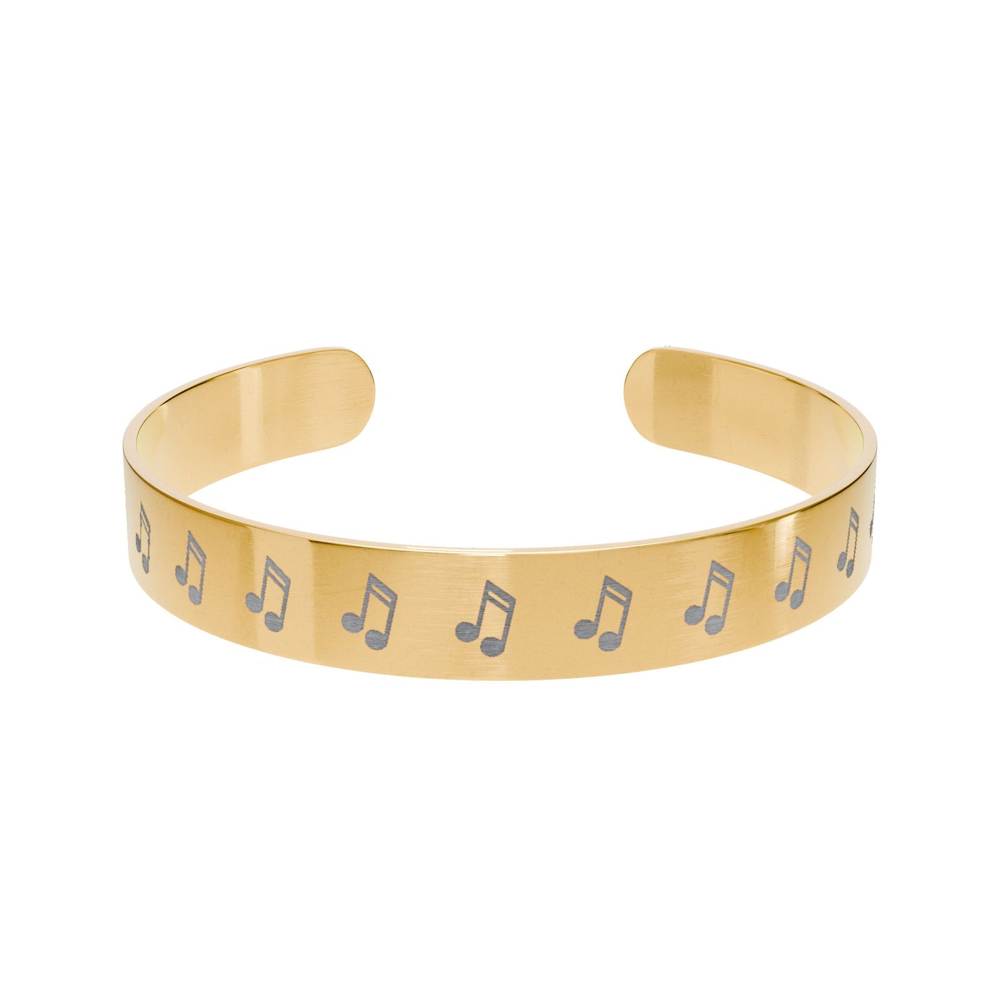 Engraved Music Cuff Bracelet – Eighth Notes Only (Gold)