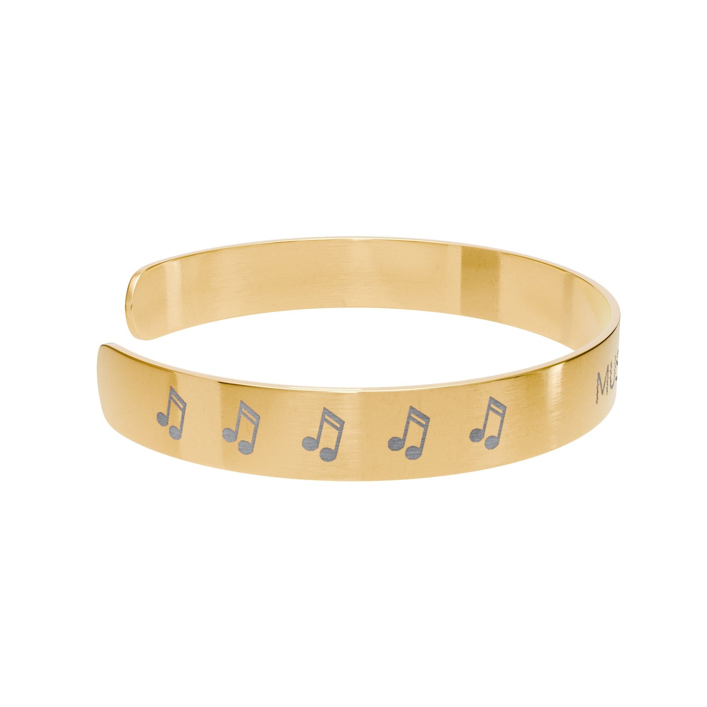 Engraved Music Cuff Bracelet – “MUSICIAN ERA” (Gold)