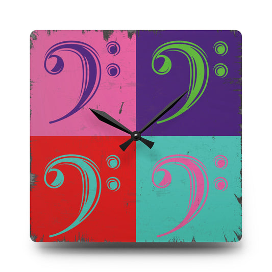 Warhol Inspired Bass Clef Acrylic Wall Clock