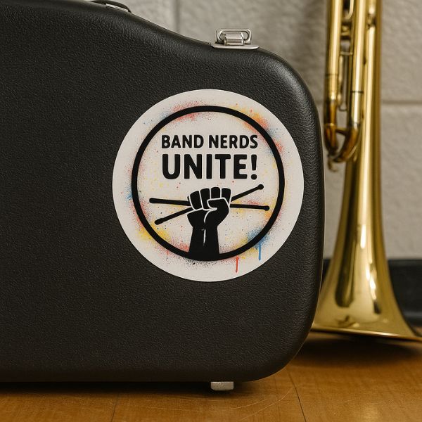 Band Nerds Unite! Round Vinyl Sticker – Color Spray Paint Edition