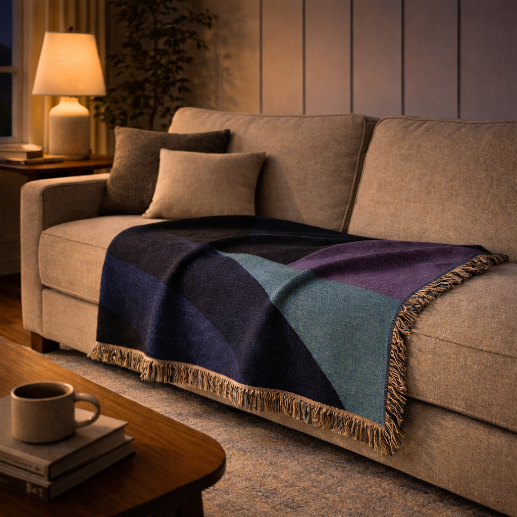 Quiet Measures — Midnight Neon Woven Throw