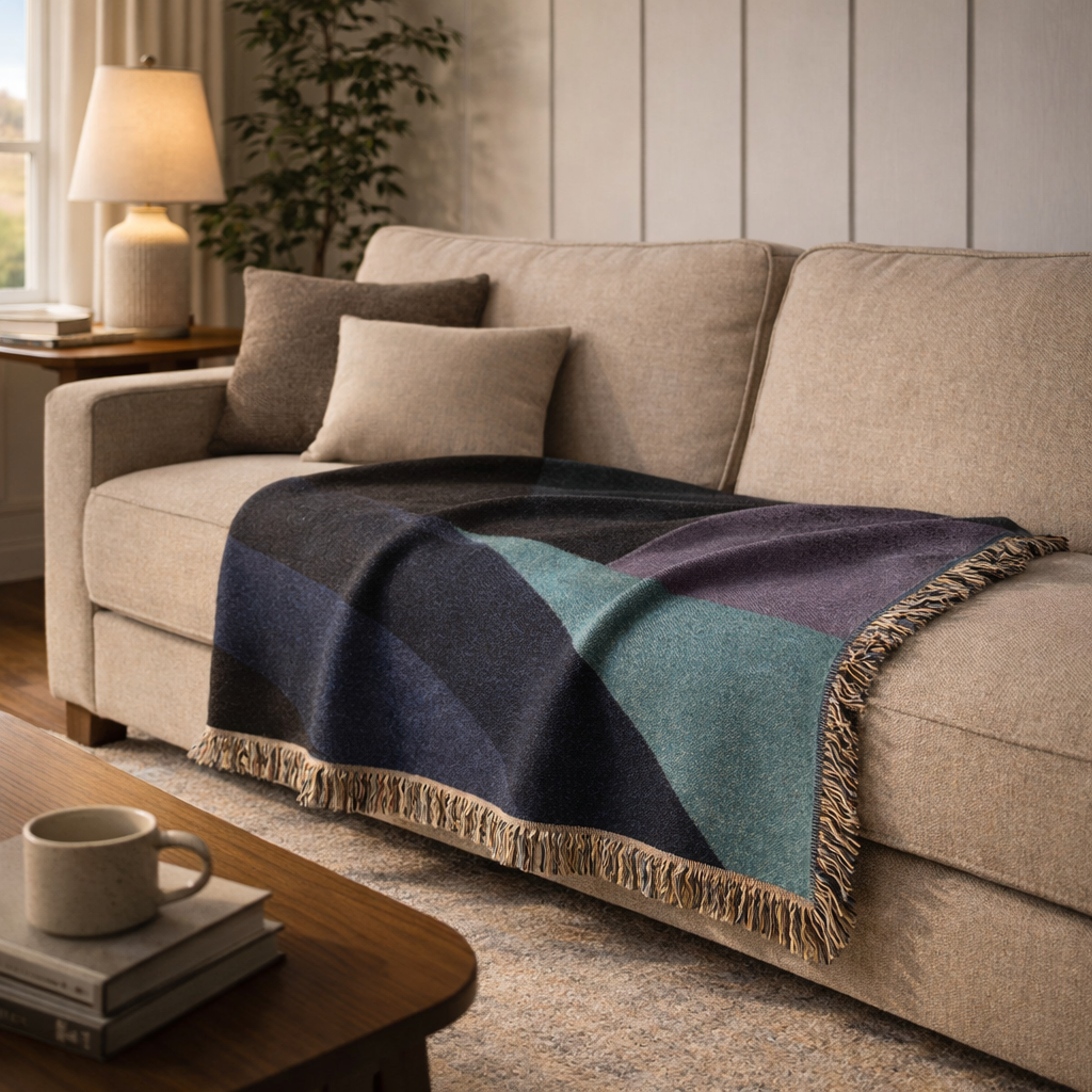 Quiet Measures — Midnight Neon Woven Throw