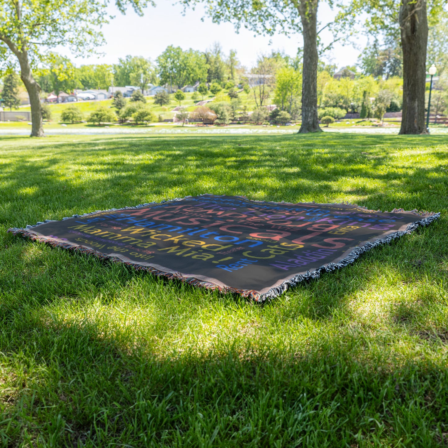 Musicals: A Symphony of Words" Woven Throw Blanket