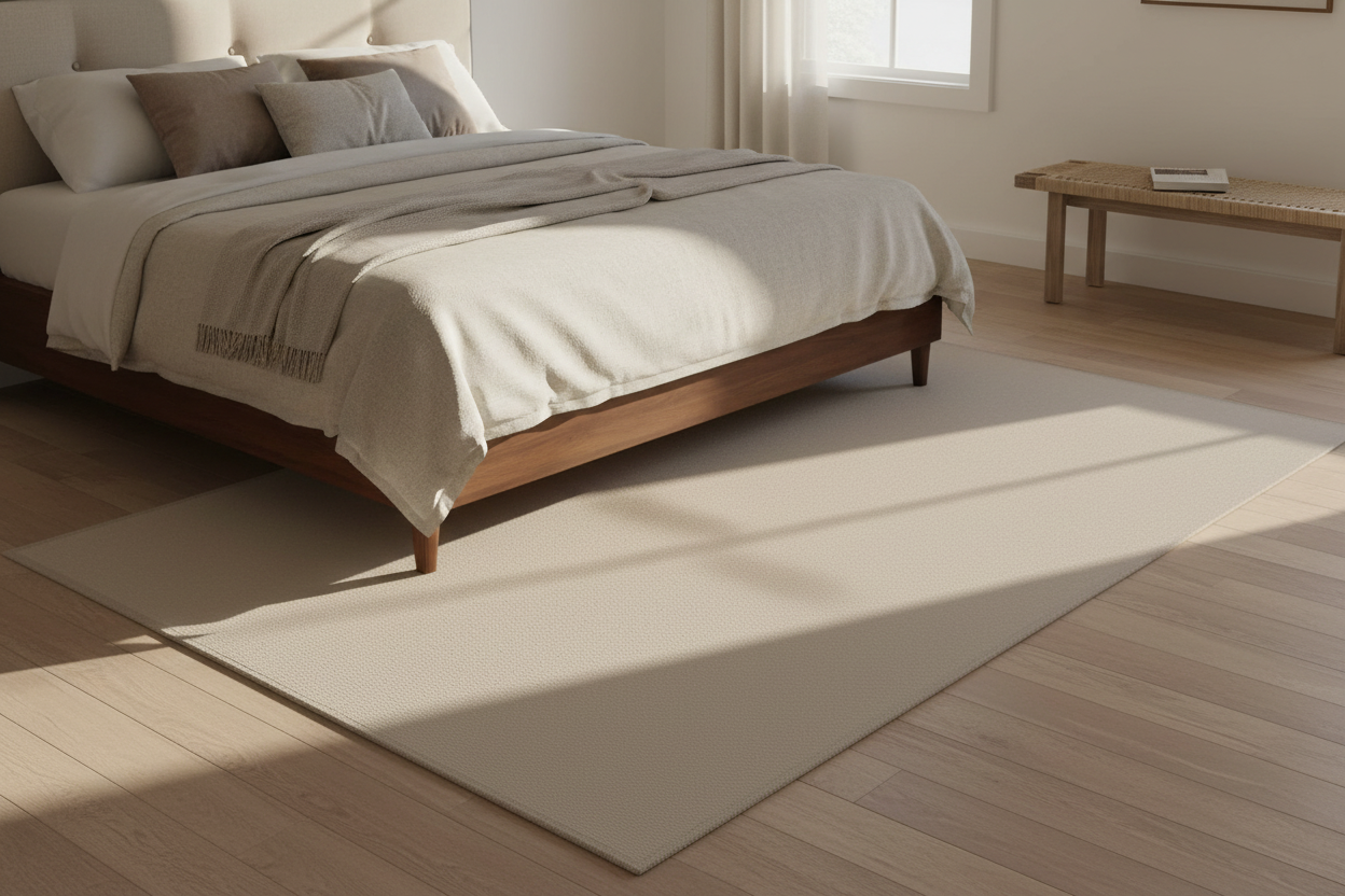 Quiet Field — Practice Rug — Mockup 3 — Bedroom