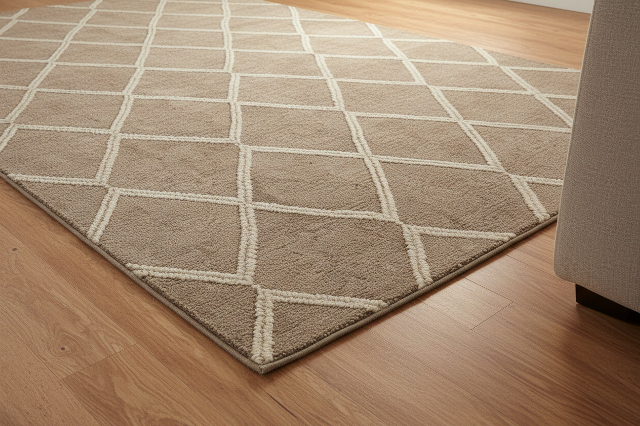 Quiet Lattice Area Rug – Close-Up Detail Shot