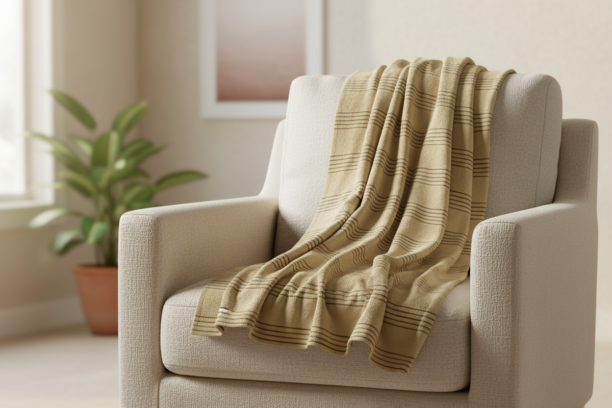 Quiet Measures Sandstone Velveteen Throw — Mockup 1