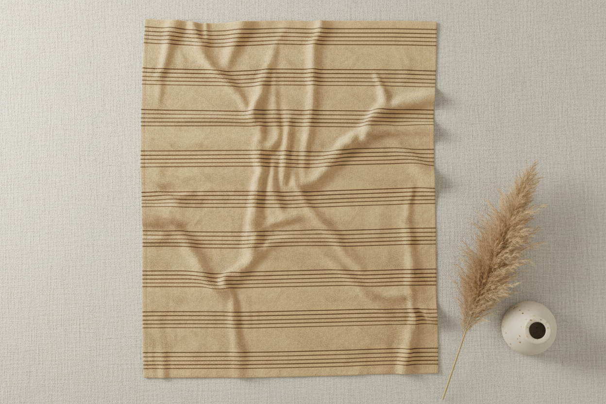 Quiet Measures Sandstone Velveteen Throw — Mockup 4