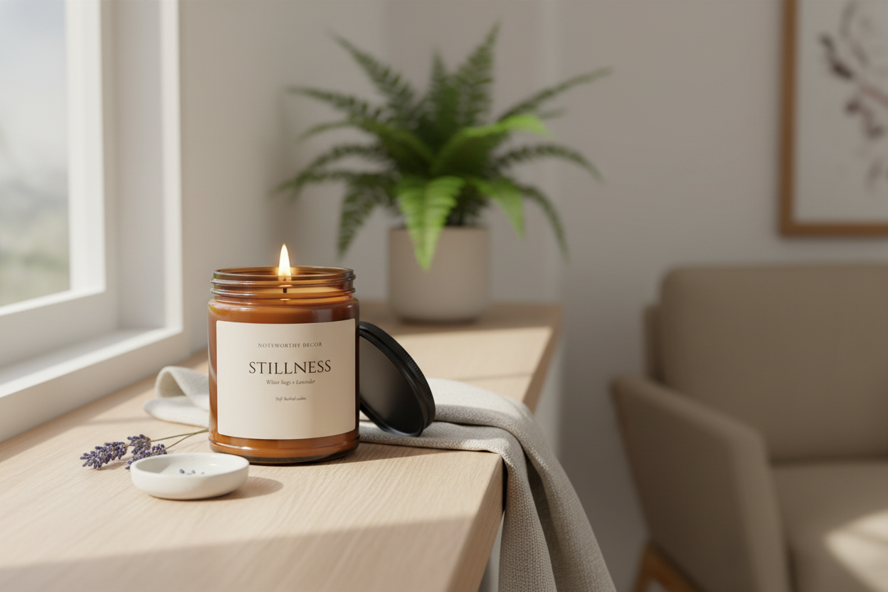 Stillness Candle Lifestyle - Lid Off